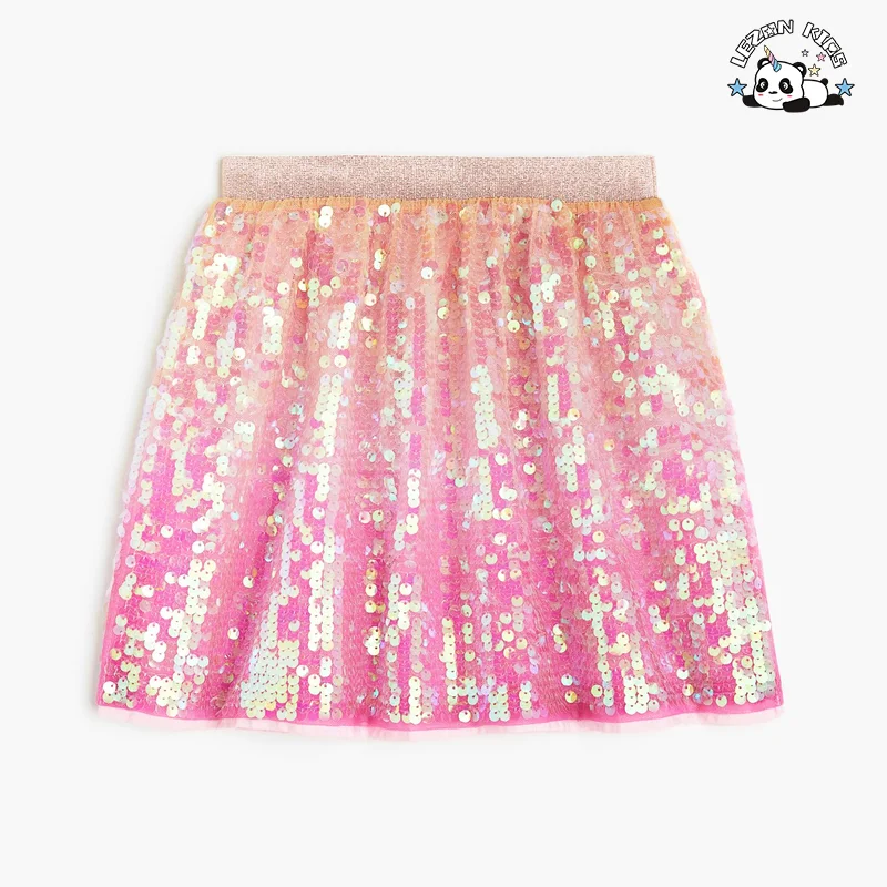 LEZONKIDS - Saia de Dança Diária Doce e Elegante Personalizável para Meninas, Shorts Brilhantes, Saia Rosa